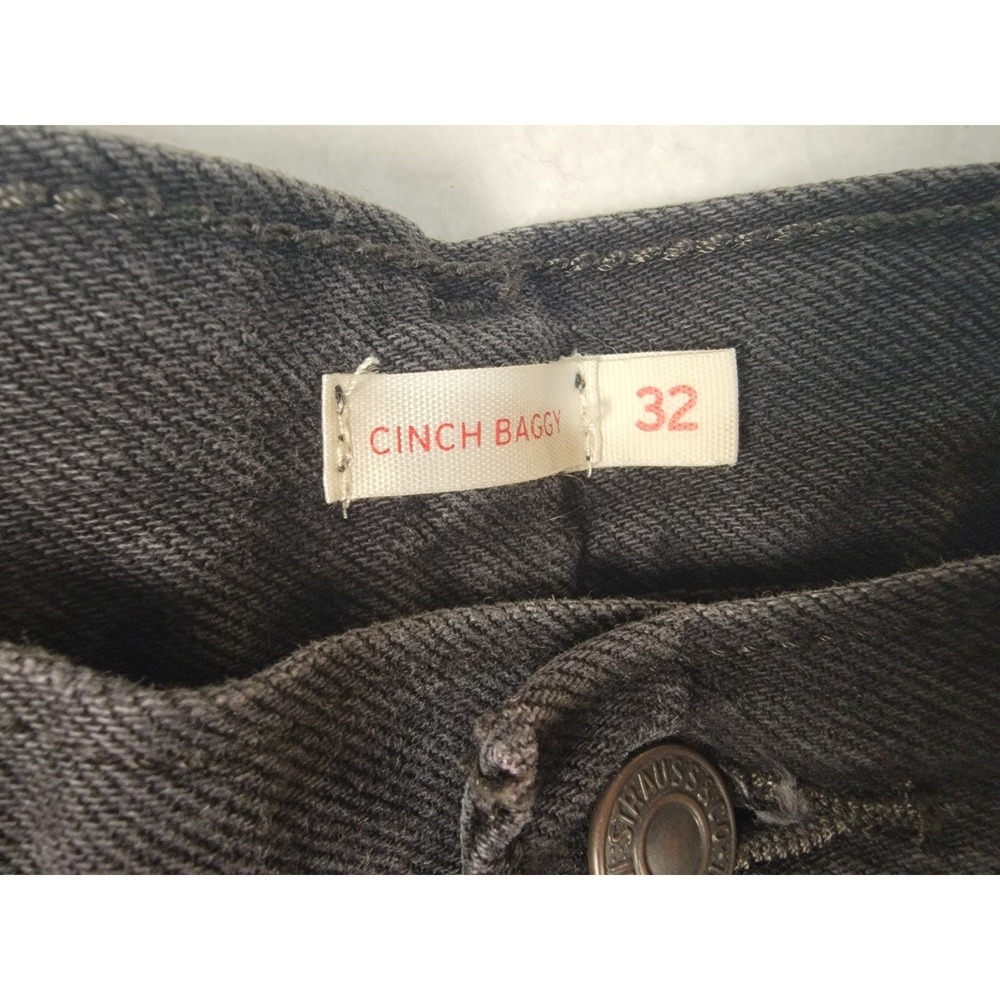 Levi's Cinch Baggy Jeans W32 L31 Washed Black Wide Leg 100% Cotton Denim - Picture 9 of 13